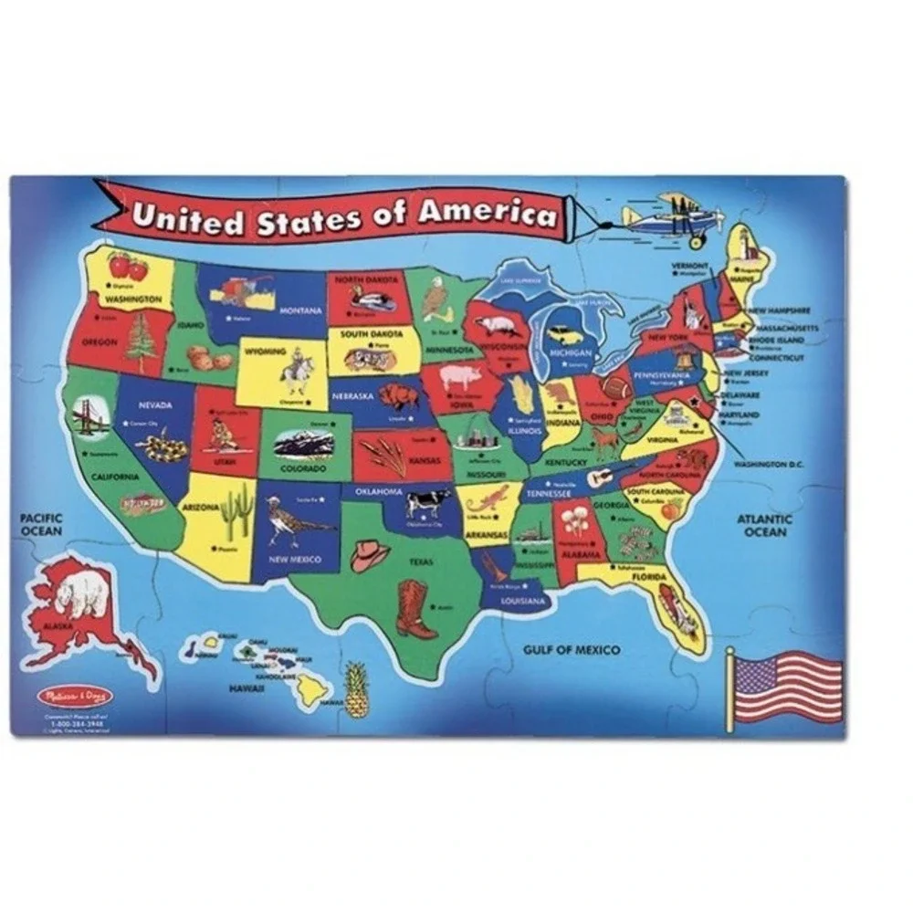 Melissa & Doug USA Map 51 Piece Floor Puzzle Geography 3ft x 2ft NEW